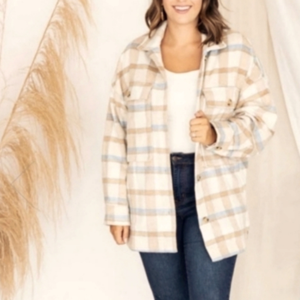 SOLD 🚫 Winter Clearance Pink Lily Blue and Cream Cardigan Sweater